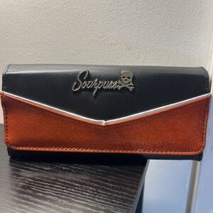 Sourpuss Wallet Black Orange Glitter Skull Punk Rockabilly Gothic Discontinued